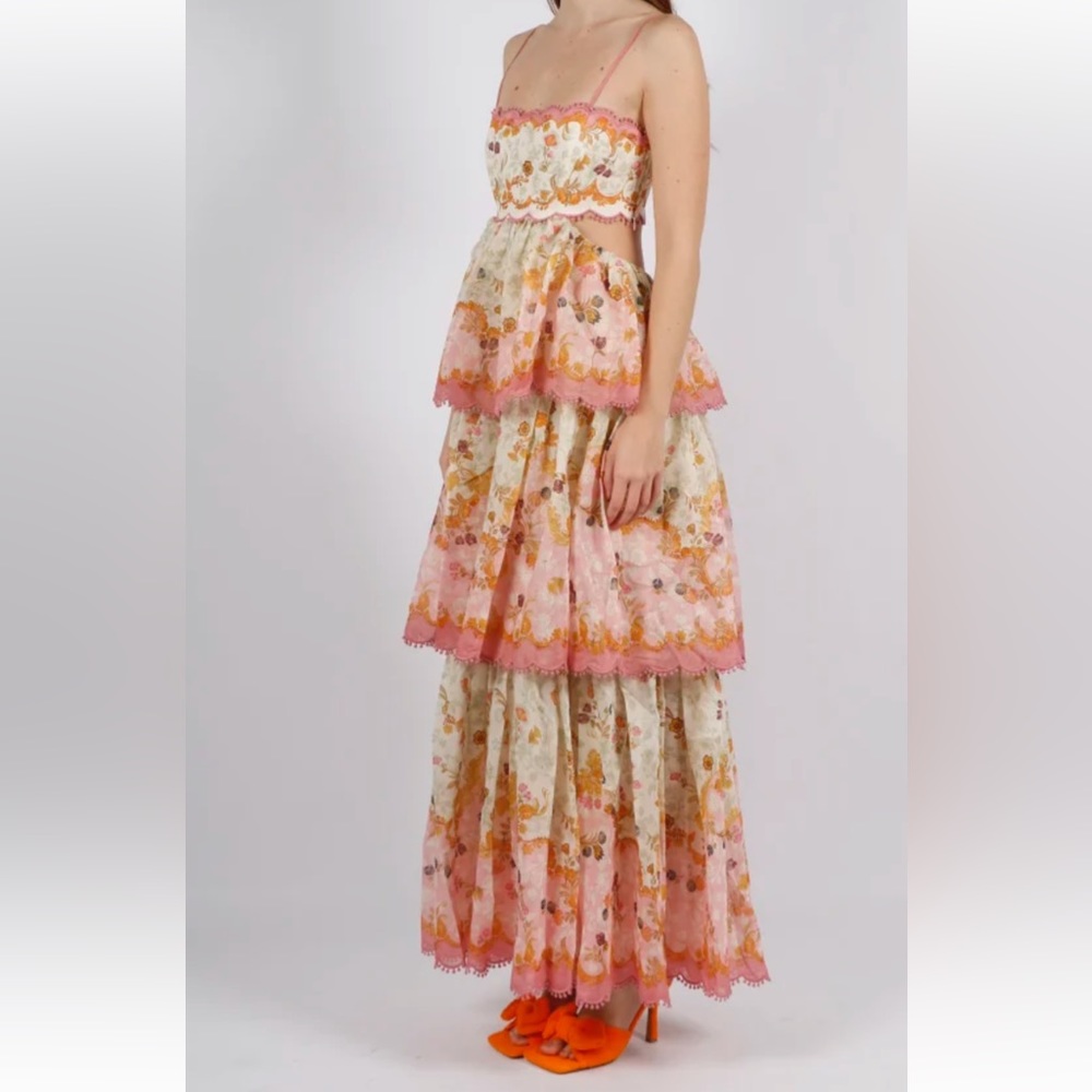 Zimmerman Laurel Tiered Open-Back Maxi Dress